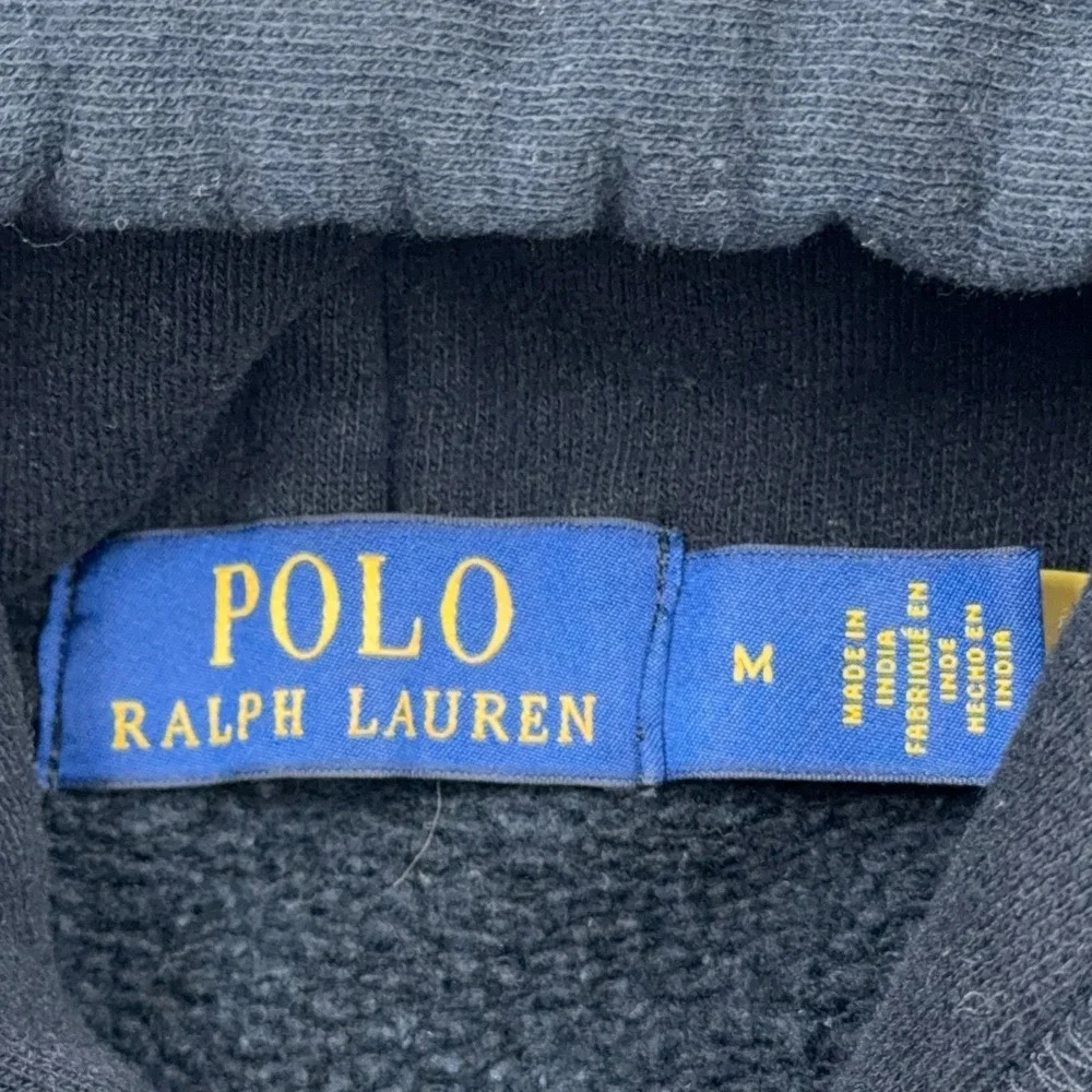 Polo Ralph Lauren Hoodie Men Medium Black Yellow Sweatshirt PRL Cord Spellout